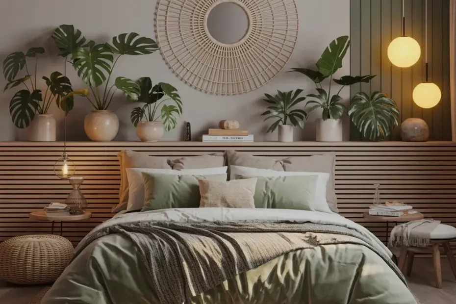 Boho bathroom design for summer: breezy rattan & earthy tiles