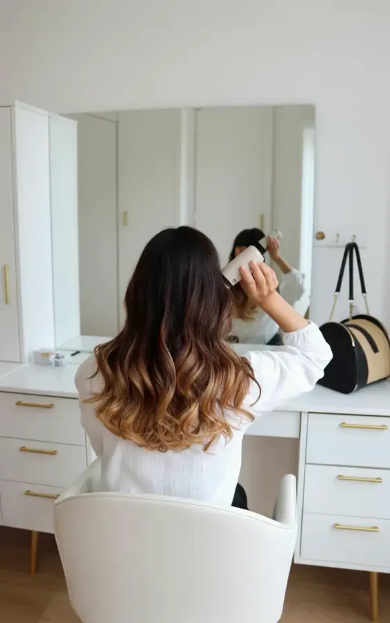 Vanity Organization Tips for a Clean Aesthetic | White Vanity with Brass Handles