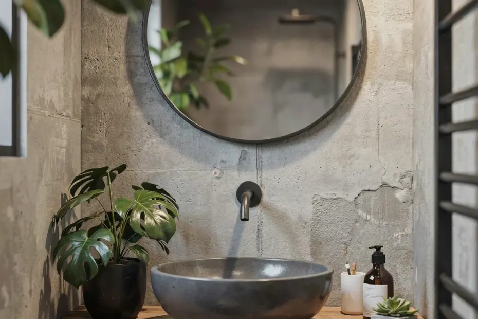 Earthy Bathroom Ideas: Wood, Stone & Plant Combo for Calm