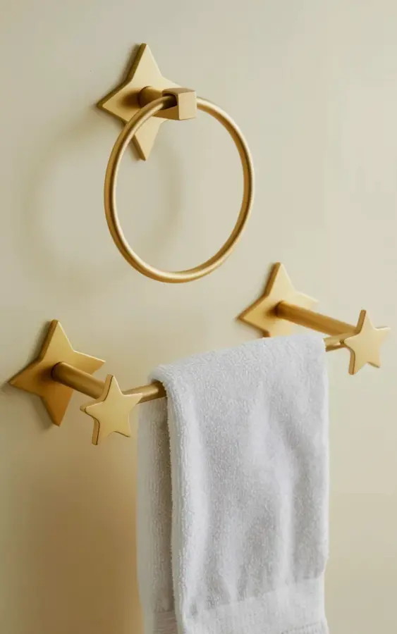 Matte Gold Bathroom Hardware Set – How to Install a Towel Ring & Star Toilet Paper Holder