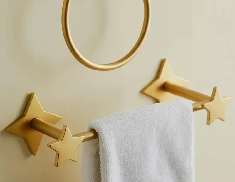 Matte Gold Bathroom Hardware Set β How to Install a Towel Ring & Star Toilet Paper Holder
