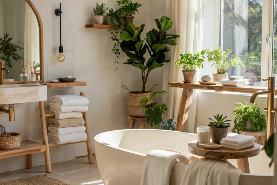 Neutral bathroom mistake: don’t forget the warm lighting 🕯️