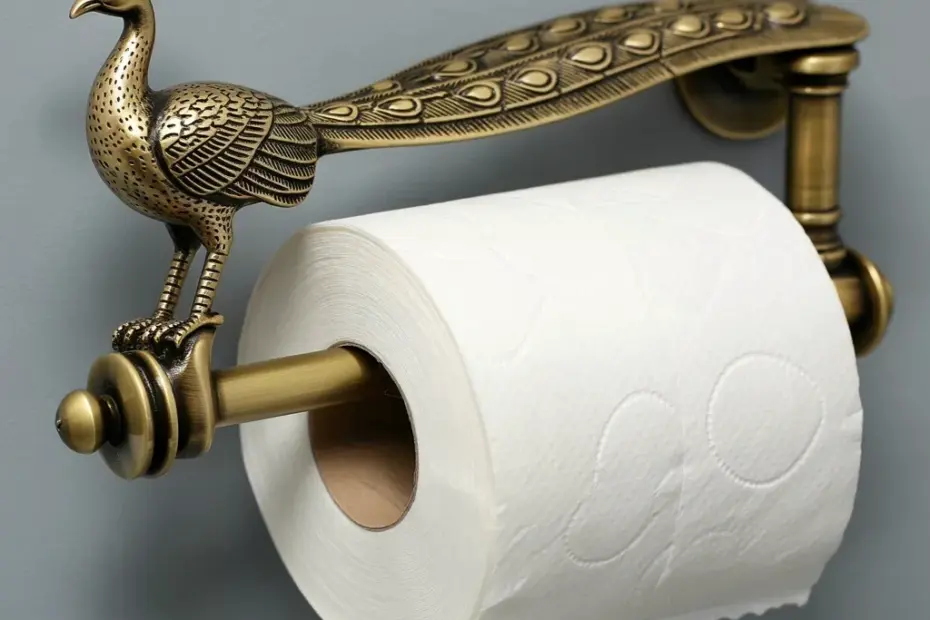 Brass Peacock Toilet Paper Holder - Ornate Bathroom Accessory for a Spring Refresh