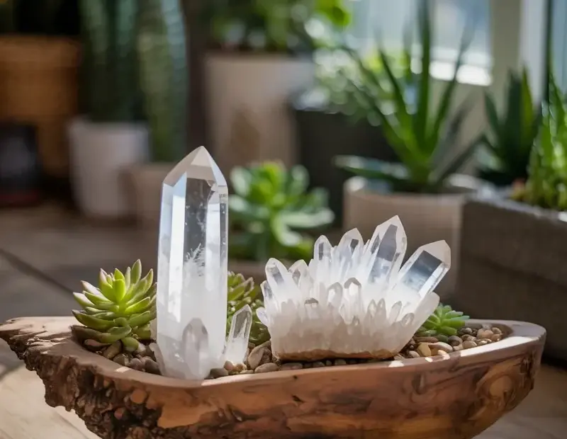 Crystal Centerpiece Before & After in a Rustic Wooden Bowl