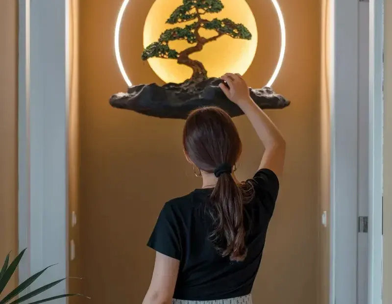 This Moon Wall Art with Bonsai Tree is the Best Hallway Decor I've Seen