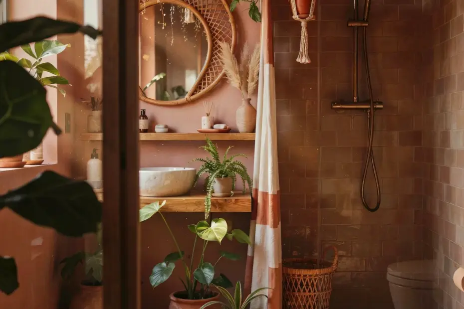 Boho Bathroom Before & After: A Rental Refresh with Rattan and Plants