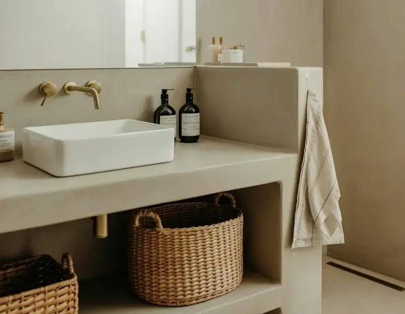 Neutral Bathroom Mistake: Don't Skip Texture (Beige & Woven)